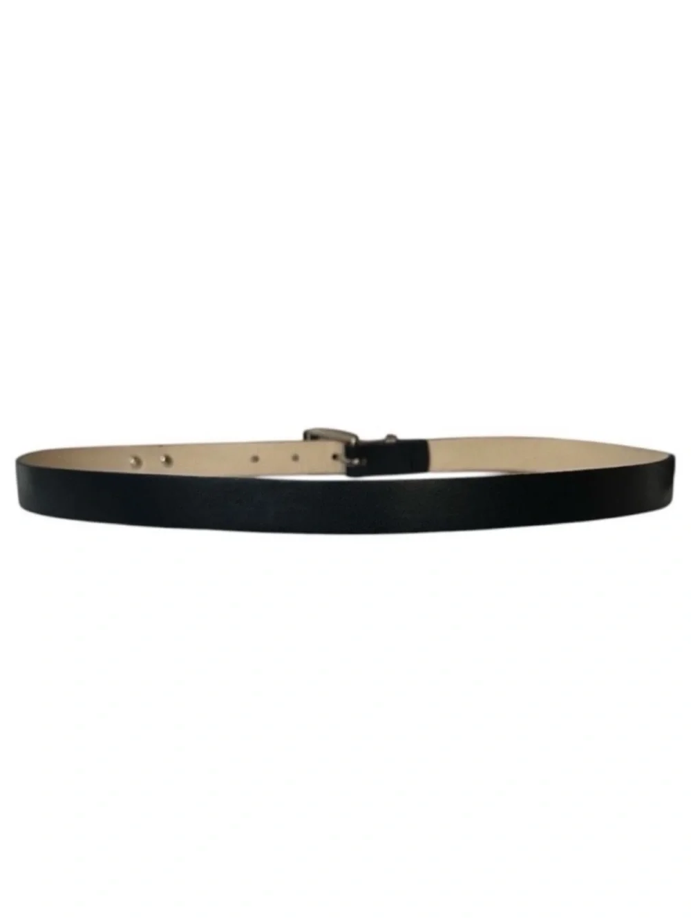 NEW TEHAMA Black Leather Belt with Silver Buckle Size Medium